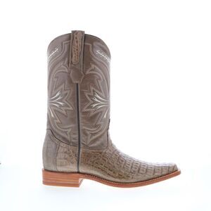 Los Altos Mens Smooth Caiman Square Toe Boots Brown Boots (NWT)